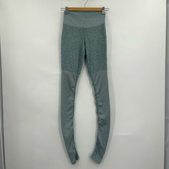 Alo Yoga Green High Waisted Fitted Mid Rise Ankle Leggings Size Small - Picture 2 of 6